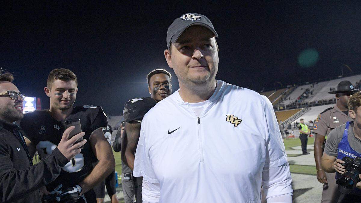 Central Florida head coach Josh Heupel leaves the field after an NCAA college football game against Cincinnati Saturday, Nov. 17, 2018, in Orlando, Fla.