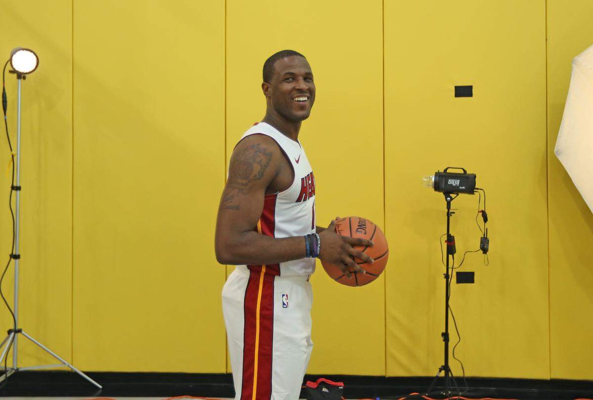 Heat guard Dion Waiters poses during media day on Sept. 30, 2019 at AmericanAirlines Arena.