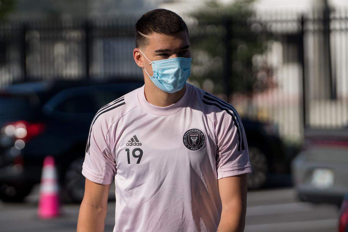 Inter Miami forward Robbie Robinson arrives at the team’s Fort Lauderdale training facility Wed. May 6, 2020 for the first individual workouts at the site since Major League Soccer was suspended Mar. 19.