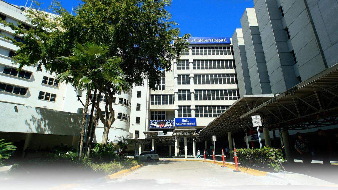 The entrance to Holtz Children’s Hospital in Miami, part of Jackson Health System, Miami-Dade’s taxpayer-owned public hospital network.