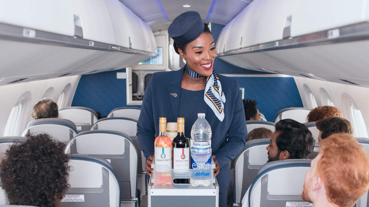 Representación del interior de una cabina de los aviones que Porter Airlines volará entre Canadá y la Florida.
