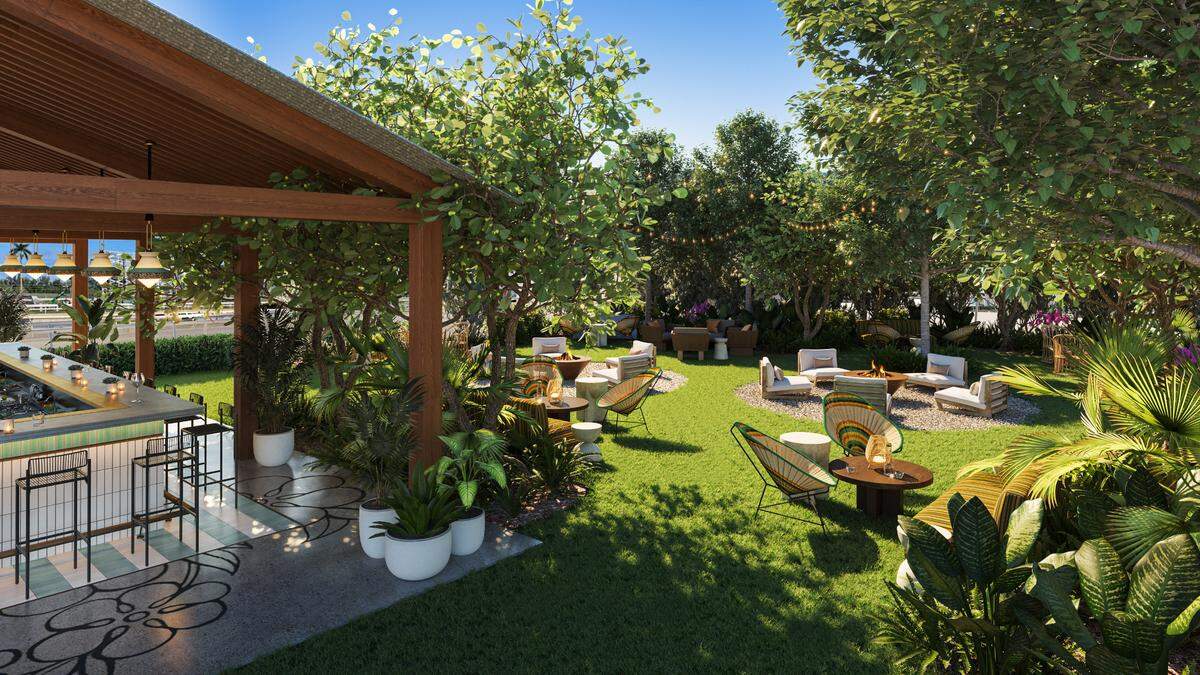 The lawn at Carousel Club at the Village of Gulfstream Park in Hallandale Beach.