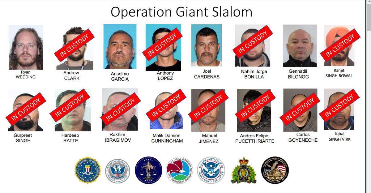 The FBI released a group of mug shots of defendants in a Sept. 17, 2024, grand jury indictment who prosecutors say are part of a multinational cocaine trafficking operation.