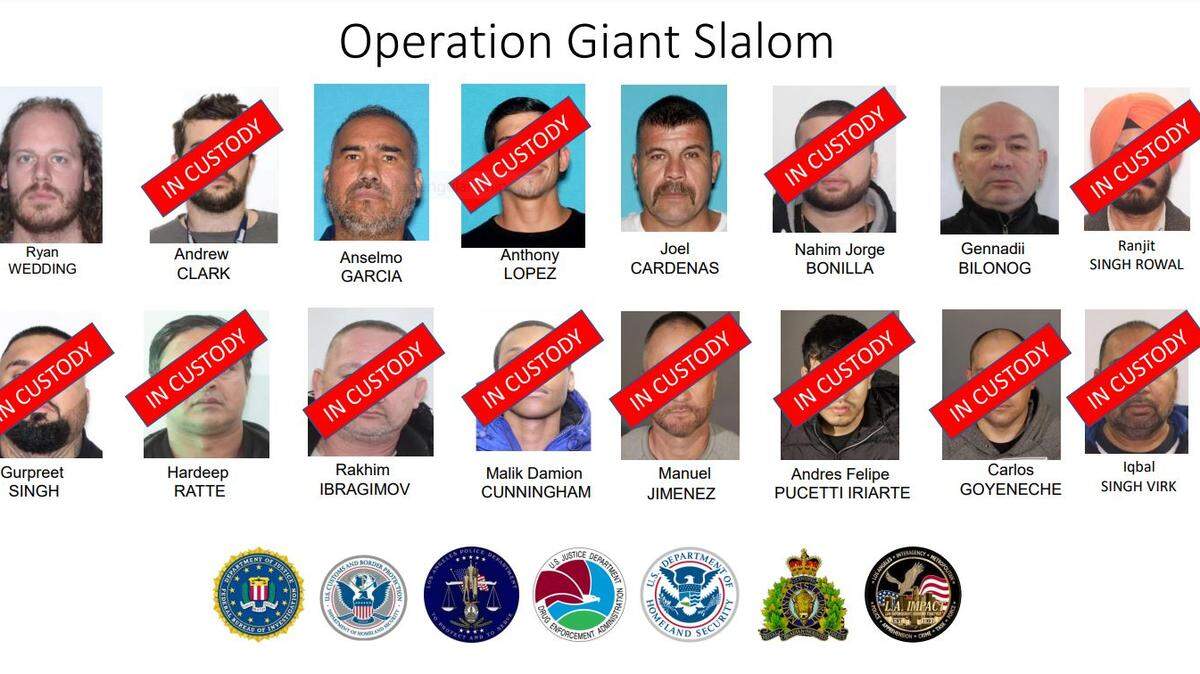 The FBI released a group of mug shots of defendants in a Sept. 17, 2024, grand jury indictment who prosecutors say are part of a multinational cocaine trafficking operation.