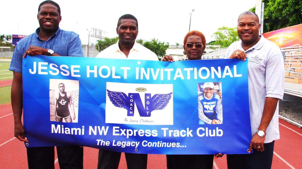 The Holt family keeps the legacy alive. From left, son Reggie, son Darren, wife Claudette and son Alan.