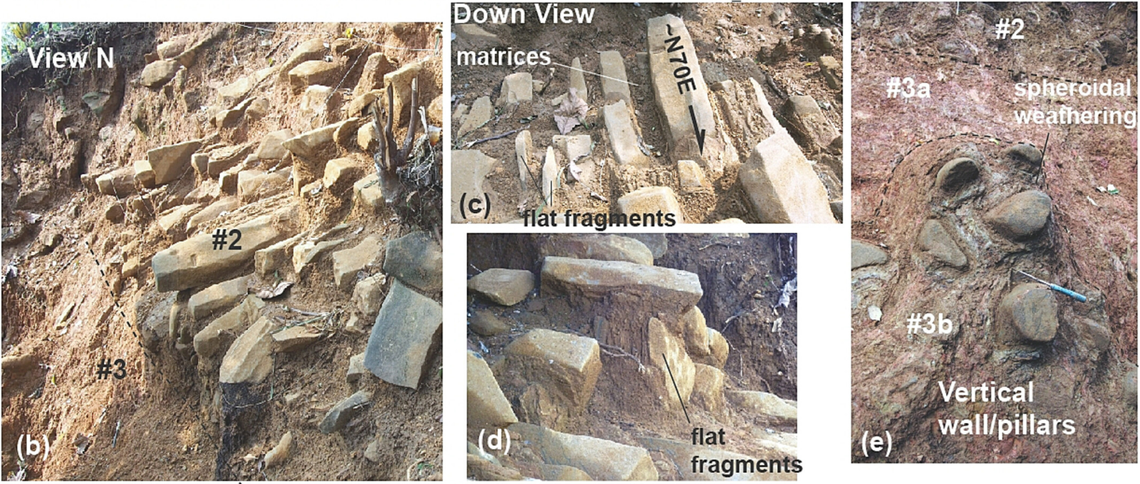 Photos show the arranged rock layers that make up the later constructions of Gunung Padang.