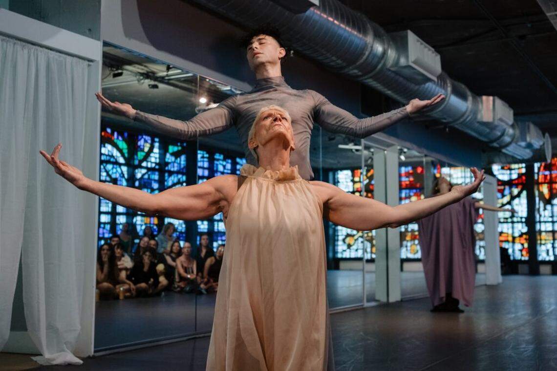 Pioneer Winter and Andréa Labbée appear in the foreground with Lisa Nalven in the background in “In the Belly of the Bird/Godmother.”