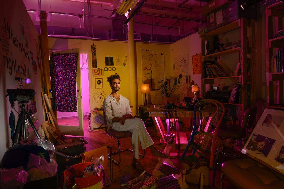 Artist Juan Matos at his studio in Bakehouse Art Complex in Wynwood.