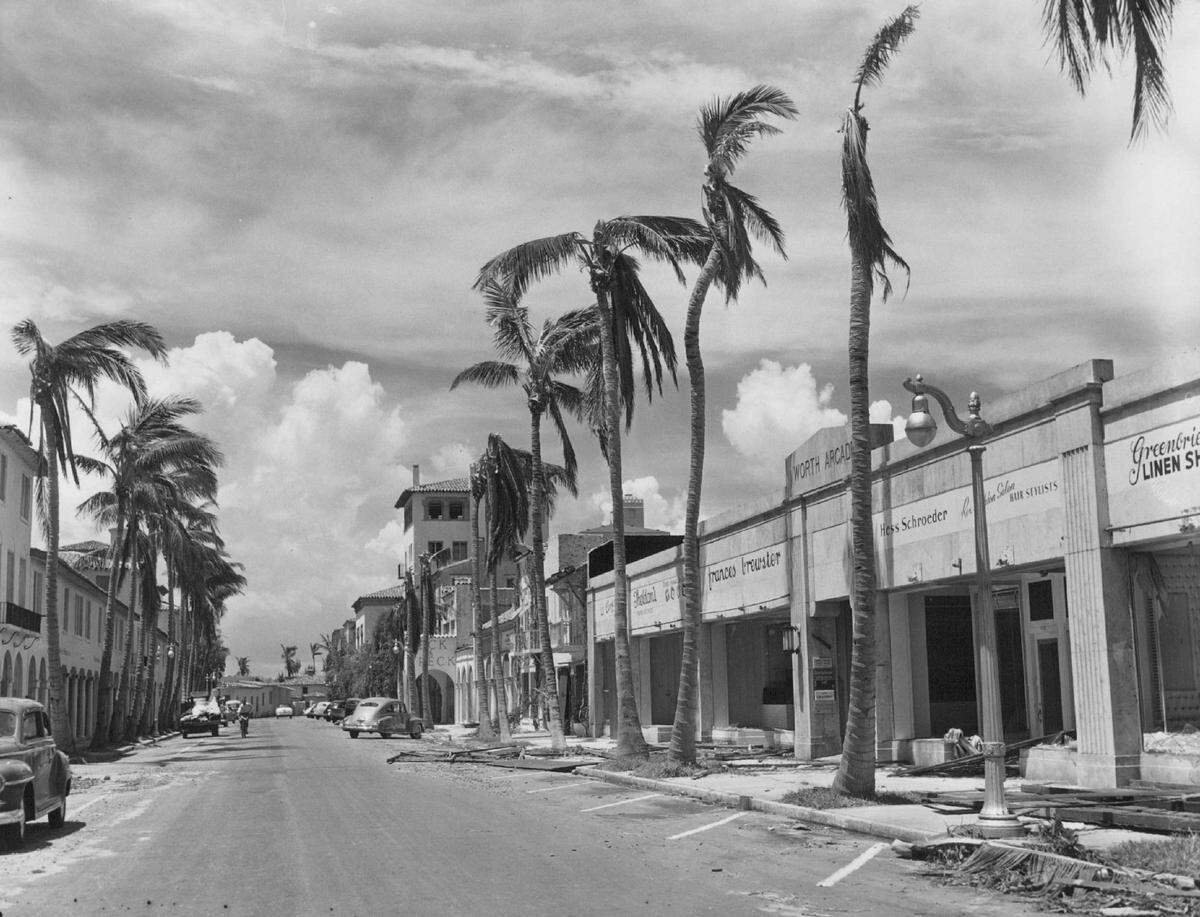 Worth Avenue in Palm Beach in 1949 after a storm.