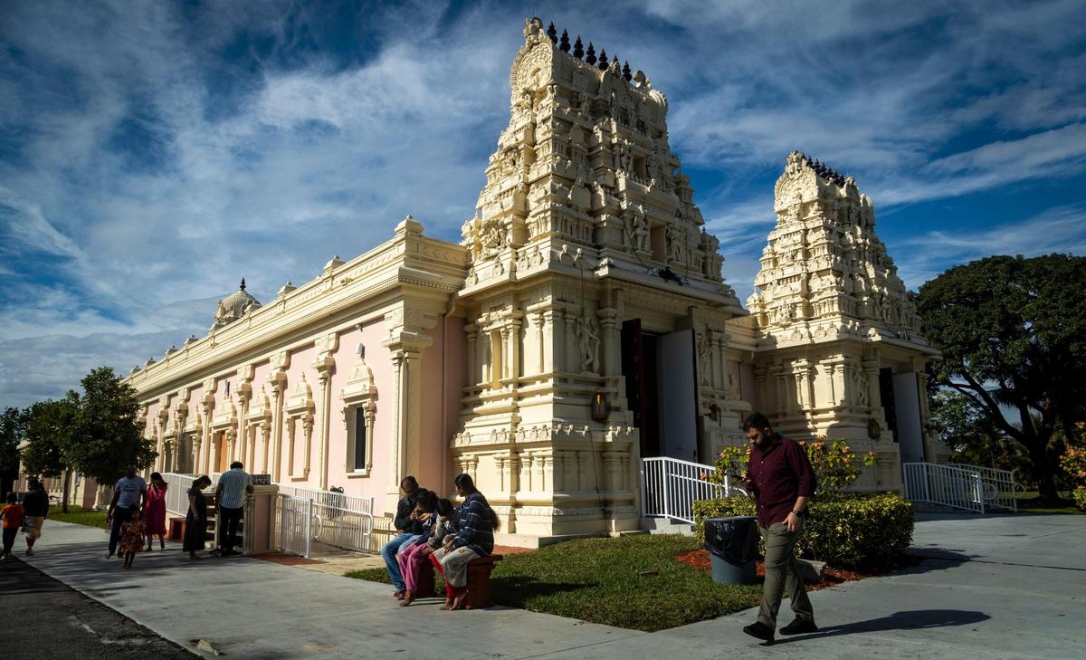Southwest Ranches, Florida, January 11, 2025 - Entrance to the Shiva Vishnu Temple of South Florida. 5661 SW 160th Ave, Southwest Ranches, FL 33331