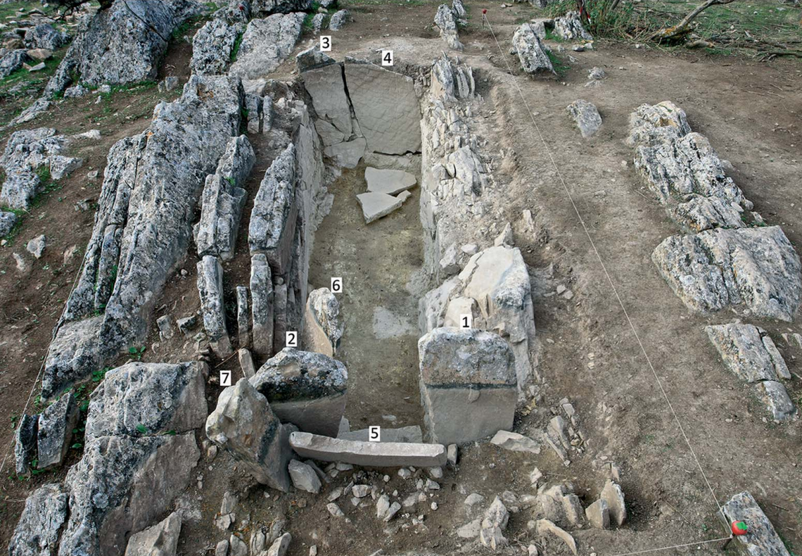 An aerial view of the Piedras Blancas tomb.
