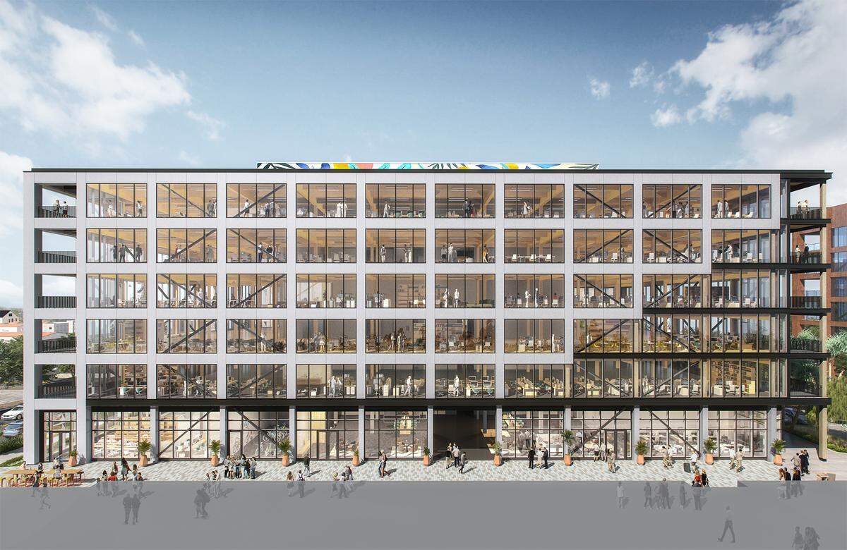 Parte del proyecto de FAT Village incluirá un edificio de oficinas de seis pisos, en la imagen.