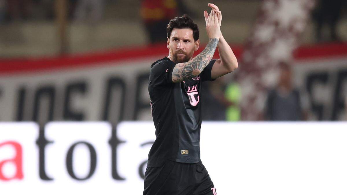 Lionel Messi of Inter Miami during the friendly match between Universitario de Deportes v Inter Miami, played at Monumental Stadium on January 29, 2024 in Lima, Peru. (Photo by Miguel Marruffo / PRESSINPHOTO)
