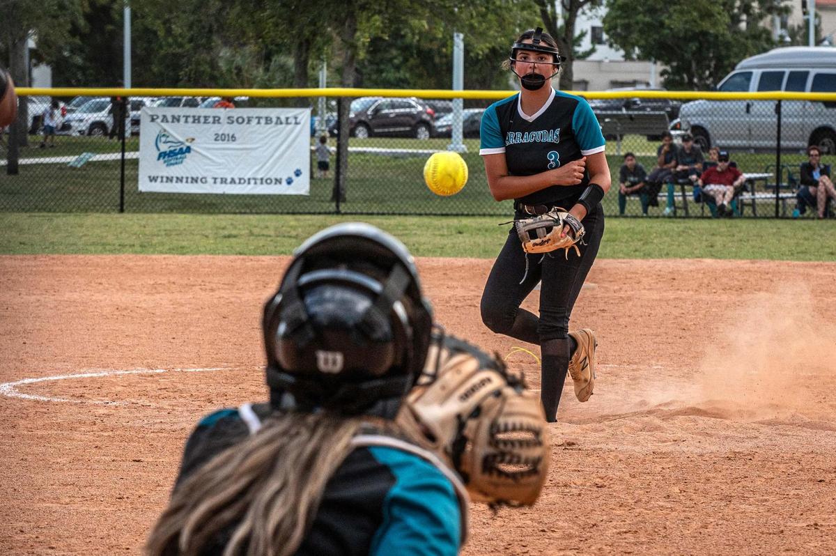 The women’s softball teams from Palmetto and Coral Reef, compete in the final of the GMAC Softball Champions, at Palmetto Bay Park, on April 21, 2022.