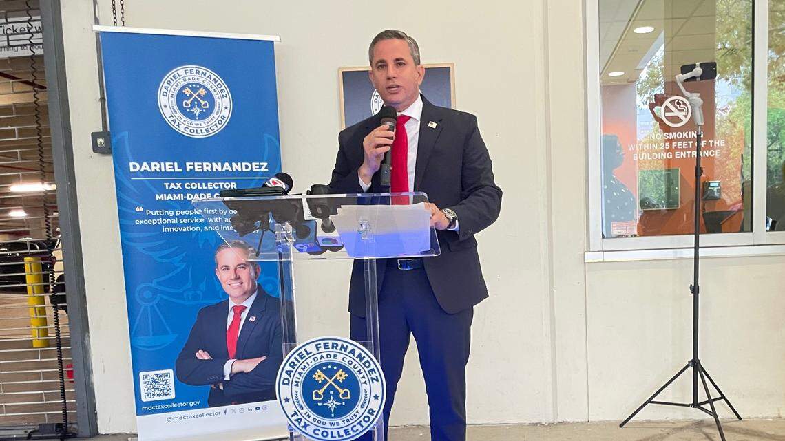 Miami-Dade Tax Collector Dariel Fernandez took office in January and soon will inherit Florida’s local DMV offices and the responsibility for issuing all driver’s licenses in the county. On Feb. 24, 2025, he presided over a ribbon cutting at his agency’s downtown Miami office, where his staff for the first time dedicated three windows to driver’s-license services.
