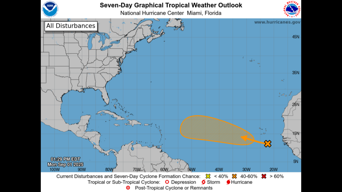 As an Atlantic system moves west, what are its tropical depression chances?