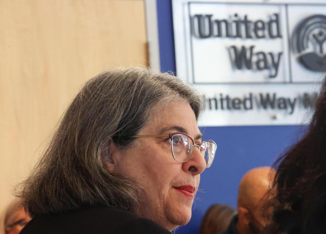 Mayor Daniella Levine Cava listens to parents talk about their housing issues during a roundtable at United Way Center for Excellence in Early Education on Tuesday, July 12, 2022, in Miami.