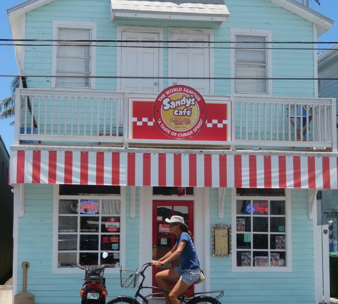 A bicyclist passes by the newest Sandy’s location at 1110 White St. on June 7, 2018.