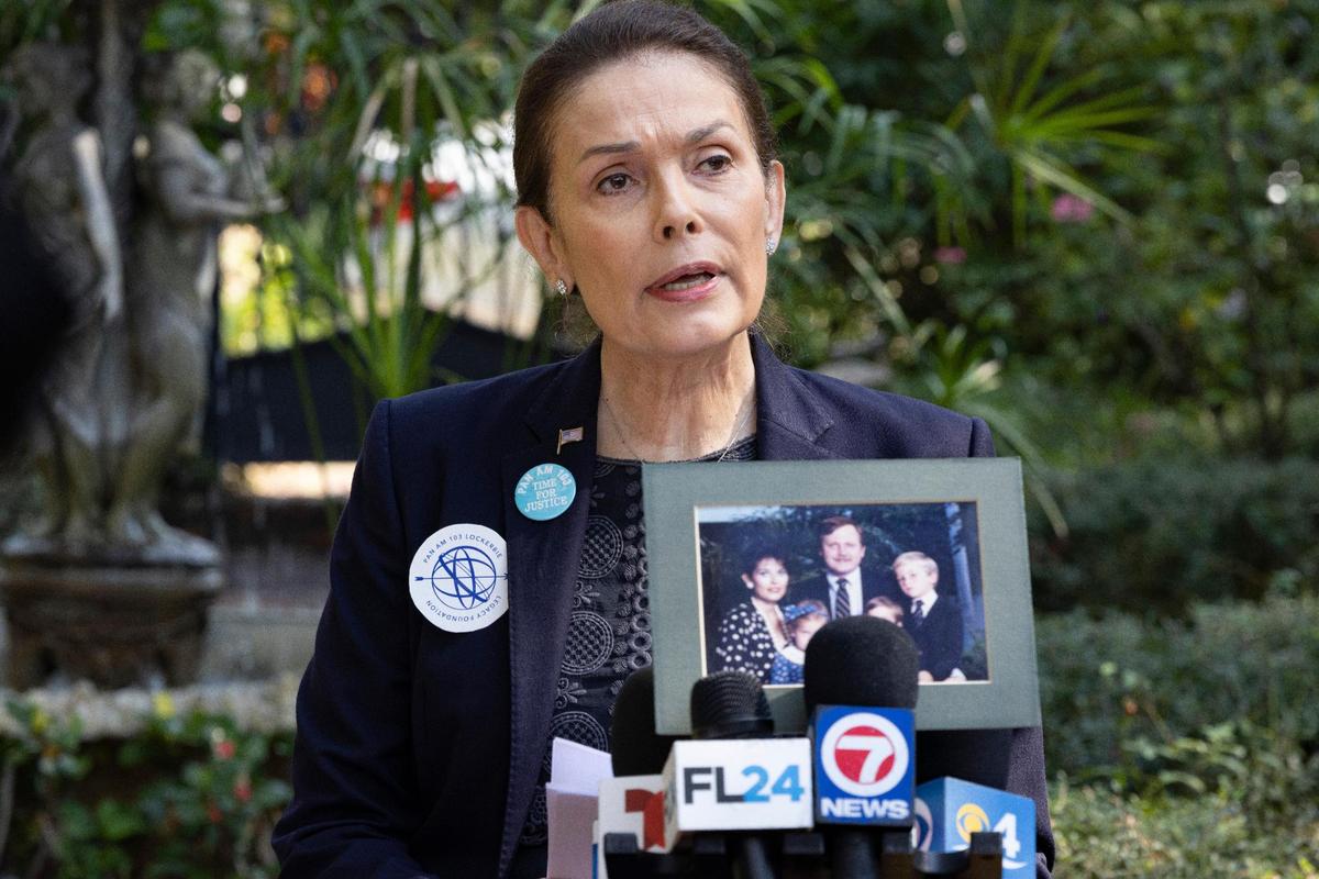 Victoria Cummock, widow of passenger John B. Cummock, speaks during a press conference on Monday, Dec. 12, 2022, at her Sunset Acres home. Abu Agila Mohammad Mas’ud, who is accused of building the bomb that detonated on Pan Am Flight 103 in 1988, will be in a Washington, D.C., courtroom on Monday.