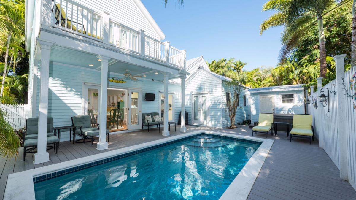 The vacation home Mermaid Manor in Key West has four bedrooms, three and half baths and sleeps 10. Rates range from $270-$1,405 per night.