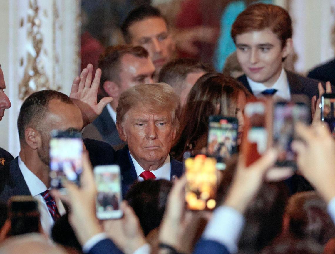 Former President Donald Trump works the crowd after he announced his new bid for the presidency from his Mar-a-Lago club in Palm Beach on Tuesday, Nov. 15, 2022.