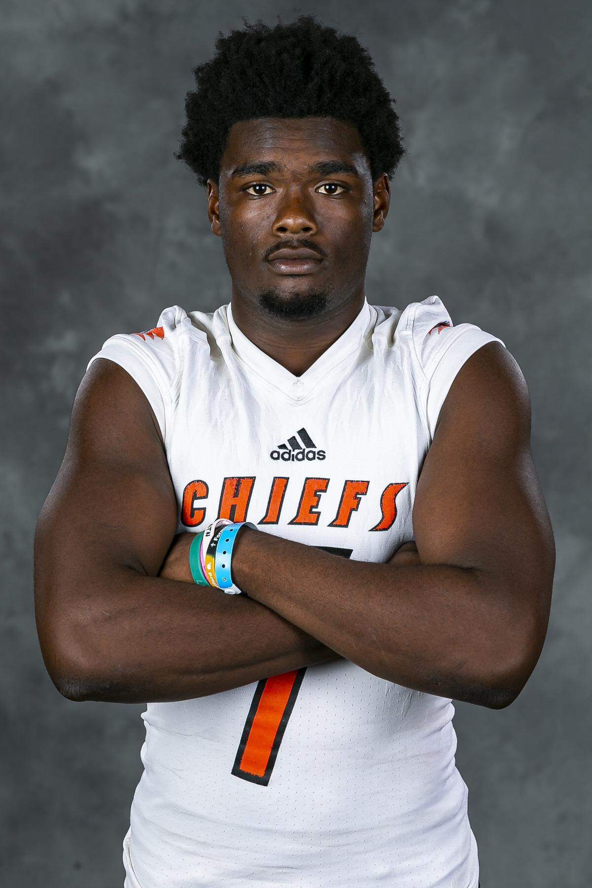 Thaiu Jones-Bell, from Miami Carol City High School. Jones-Bell might be the best receiver to play for Carol City since former Miami Hurricanes and NFL star Santana Moss caught 12 touchdown passes and ran a kickoff all the way back as a Chiefs senior in 1996.