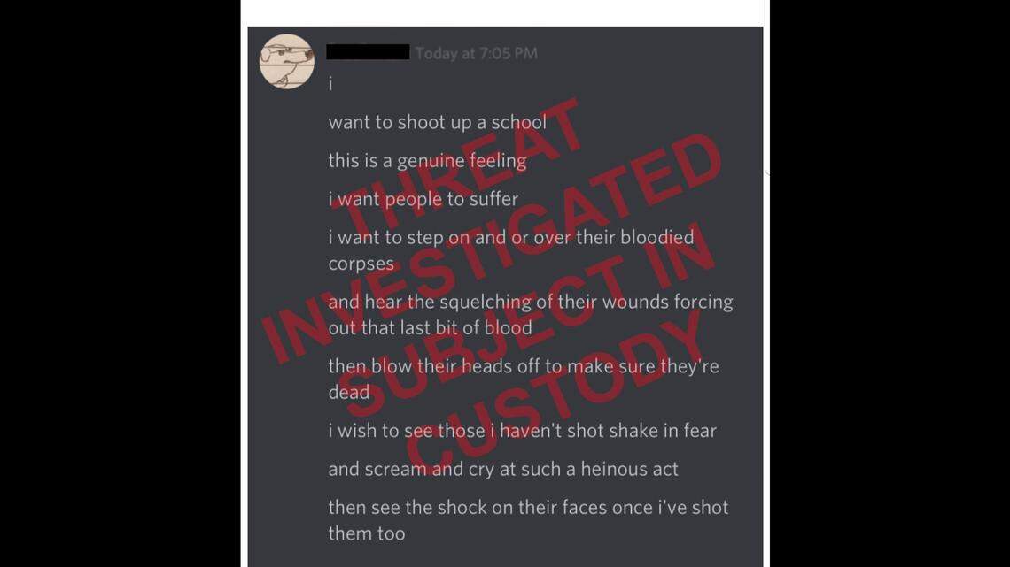 A student at Nova High School in Davie was charged Thursday with making school shooting threats on a messaging app called Discord. He said, “I want people to suffer,” among other “graphic” things, Davie police said.