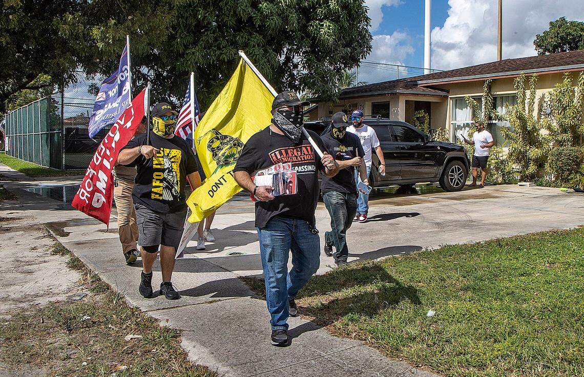 Supporters (including members of the Proud Boys) of Christopher Monzon, the Republican Party canvasser attacked in Hialeah while handing out fliers for Sen. Marco Rubio, canvassed for the GOP on Chris’ behalf in Hialeah. On Saturday Oct. 29, 2022.