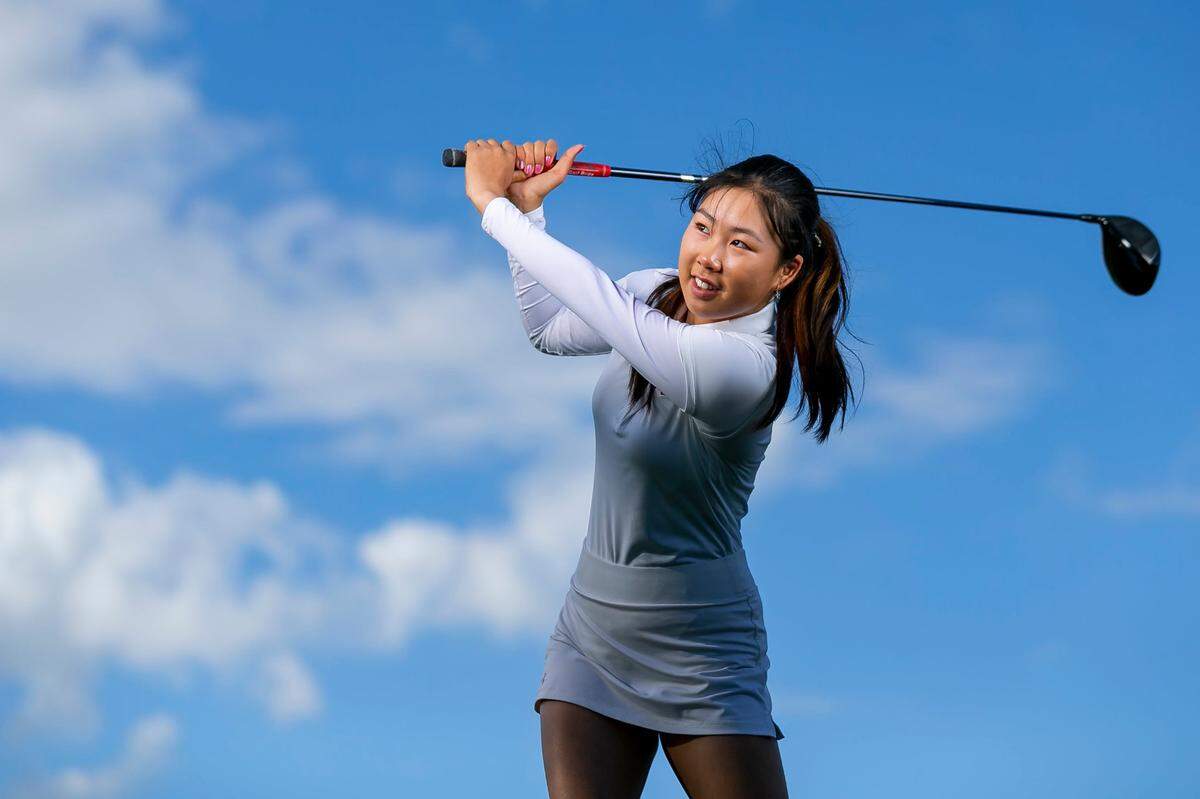 Broward Golf Player of the Year Gloria Nip, from Sagemont School, is photographed at A.D. Barnes Park in Miami, Florida on Thursday, January 13, 2022.