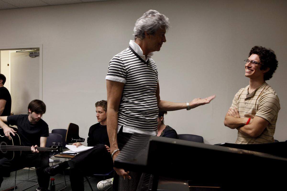 As a UM student, Joey Barreiro is instructed by Tony-winning star Tommy Tune before rehearsing “Project 54.”