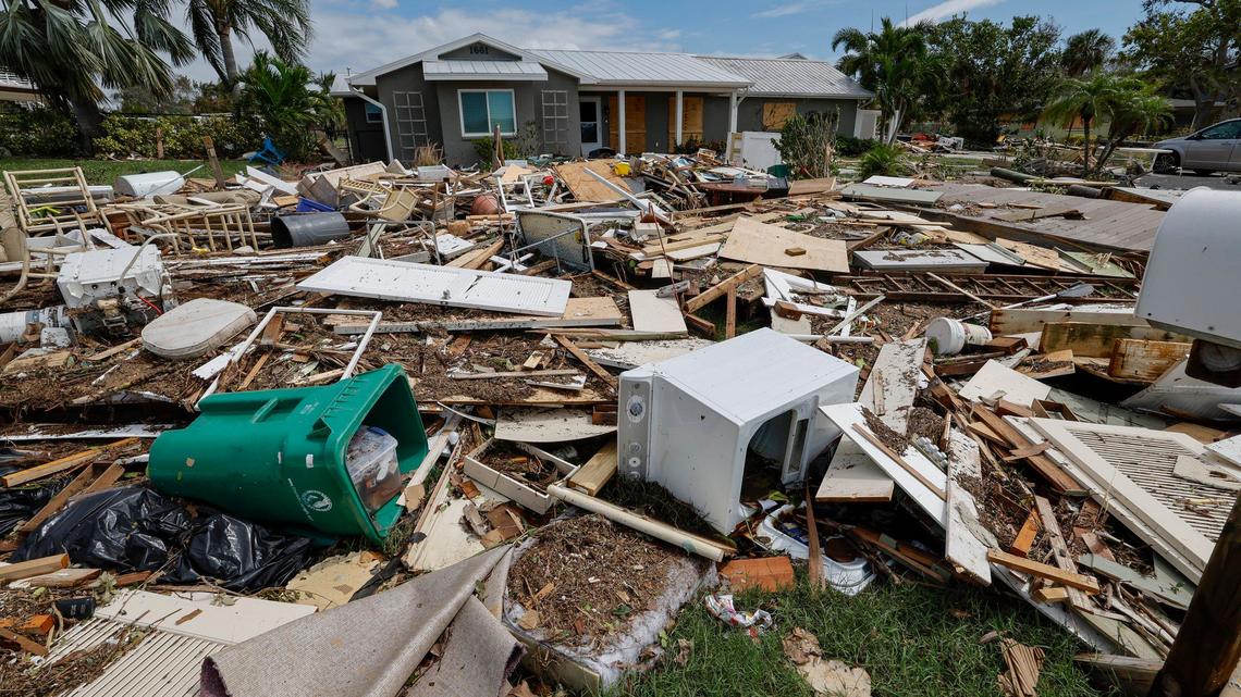 The storm surge caused by Hurricane Milton damaged this home at New Point Comfort neighborhood in Englewood, Florida on Thursday, October 10, 2024.
