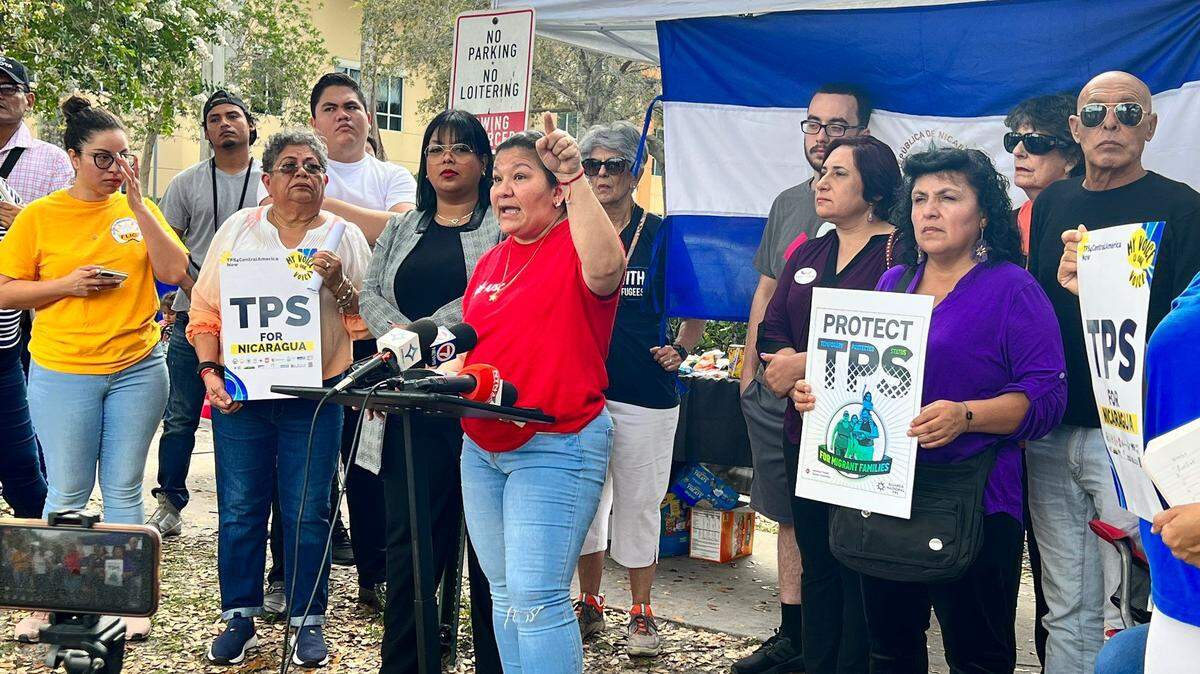 South Florida immigration rights activists organized a press conference outside of Immigration and Customs Enforcement’s Offices on Wednesday, February 22, 2023