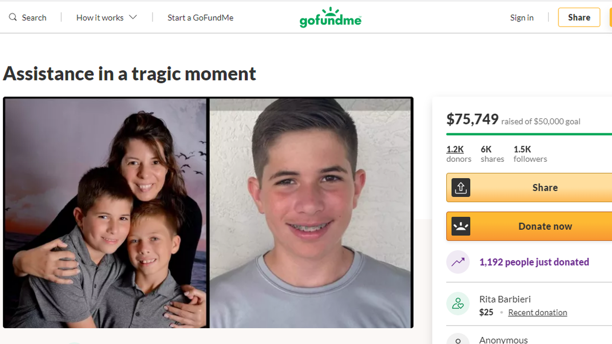 A fundraiser for Ryan Rodgers, a 14-year-old found dead in Palm Beach Gardens after being reported missing, has raised over $75,000 for his family.