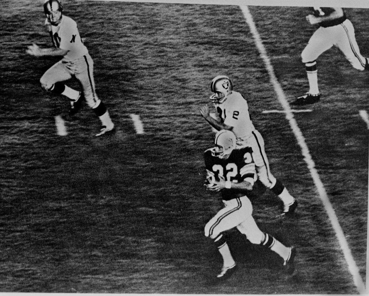 Miami Dolphins returner Joe Auer takes the kickoff on the very first play of the first season in 1996, running 95 yards for a touchdown in front of 26,776 fans in the Orange Bowl. Auer played at Coral Gables High.