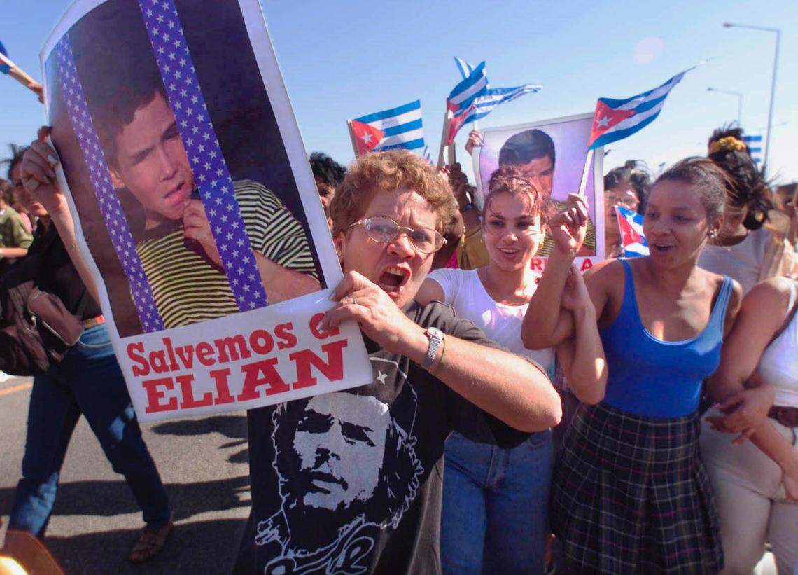 Over 100,000 women marched along the Malacon in Havana, Cuba to call for the return of Elian Gonzalez. Elian was found off Fla after a failed rafting attempt to reach the U.S