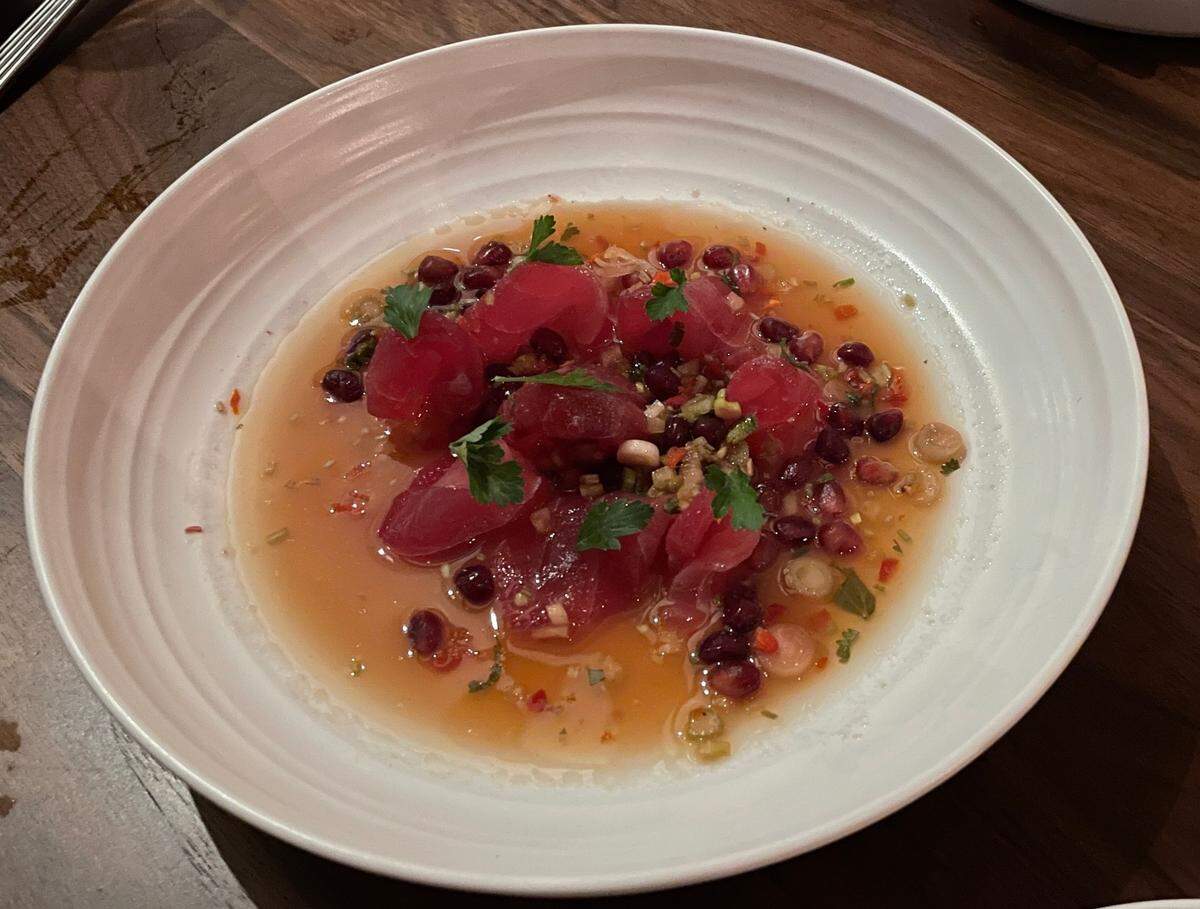 Yellowfin tuna crudo at Orno in Coral Gables