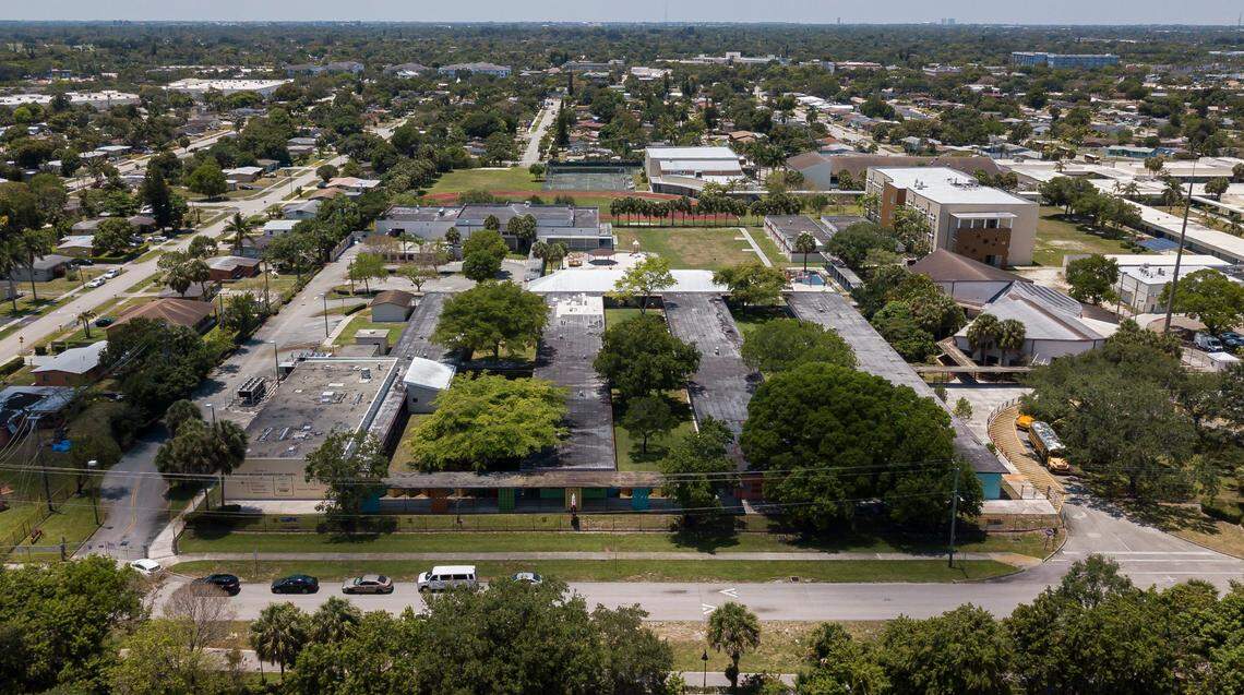 An aerial view of Broward Estates Elementary School on Wednesday, May 8, 2024, in Lauderhill, Fla. Broward Estates Elementary is one of three schools at risk of closing due to low student enrollment.
