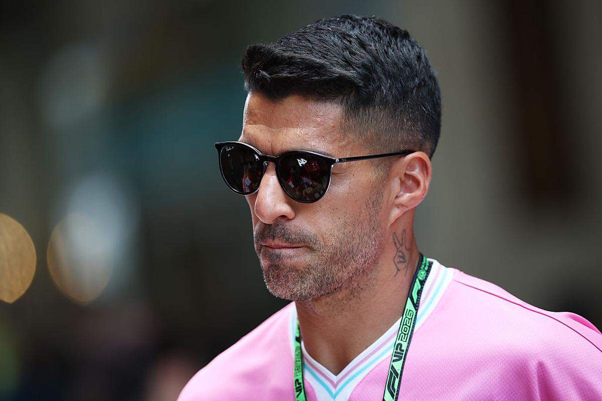 Luis Suarez walks in the Paddock during previews ahead of the F1 Grand Prix of Miami at Miami International Autodrome on April 30, 2026 in Miami, Florida.