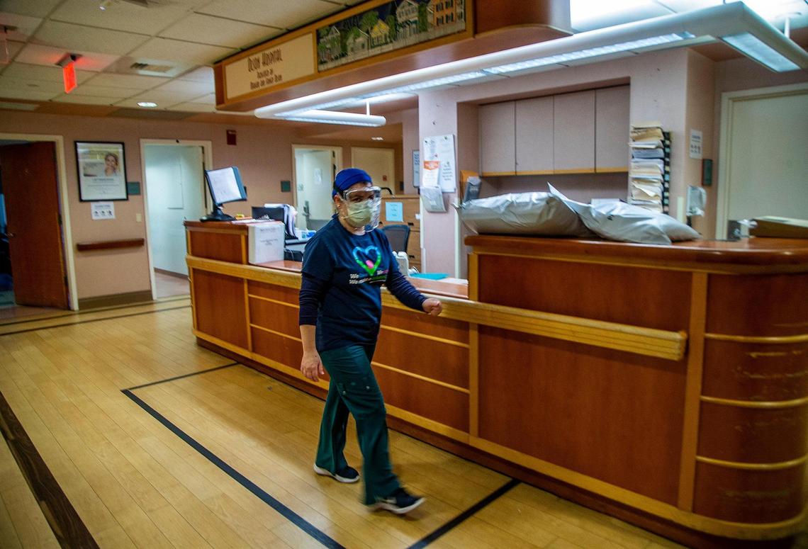 Ana Sanchez, a registered nurse, works in the 32-bed Douglas Gardens Hospital on the Miami Jewish Health campus. About 78.1% of an estimated 315 nursing home residents at Miami Jewish Health had been vaccinated as of Aug. 15, according to federal data. The staff vaccine rate is nearly 82 percent.