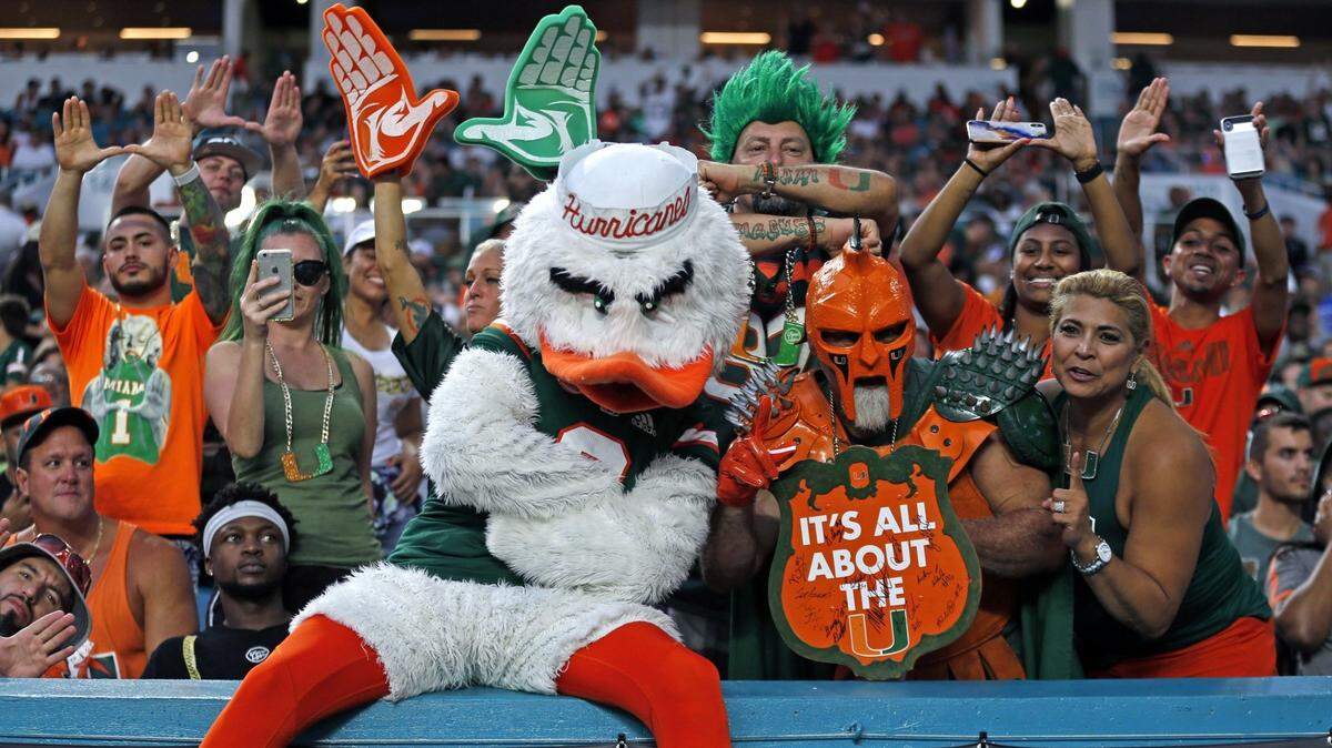 Miami Hurricanes fans show their support at Hard Rock Stadium in Miami Gardens on Saturday, September 21, 2019.