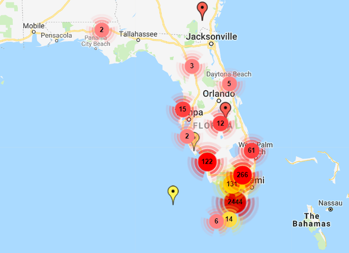 The University of Georgia’s invasive species tracking maps have recorded nearly 3,500 Burmese pythons in Florida. The vast majority have been found in South Florida, where the state has hired hunters to find them and the only breeding populations have been confirmed. But dozens have been found further north. Source: EDDMapS