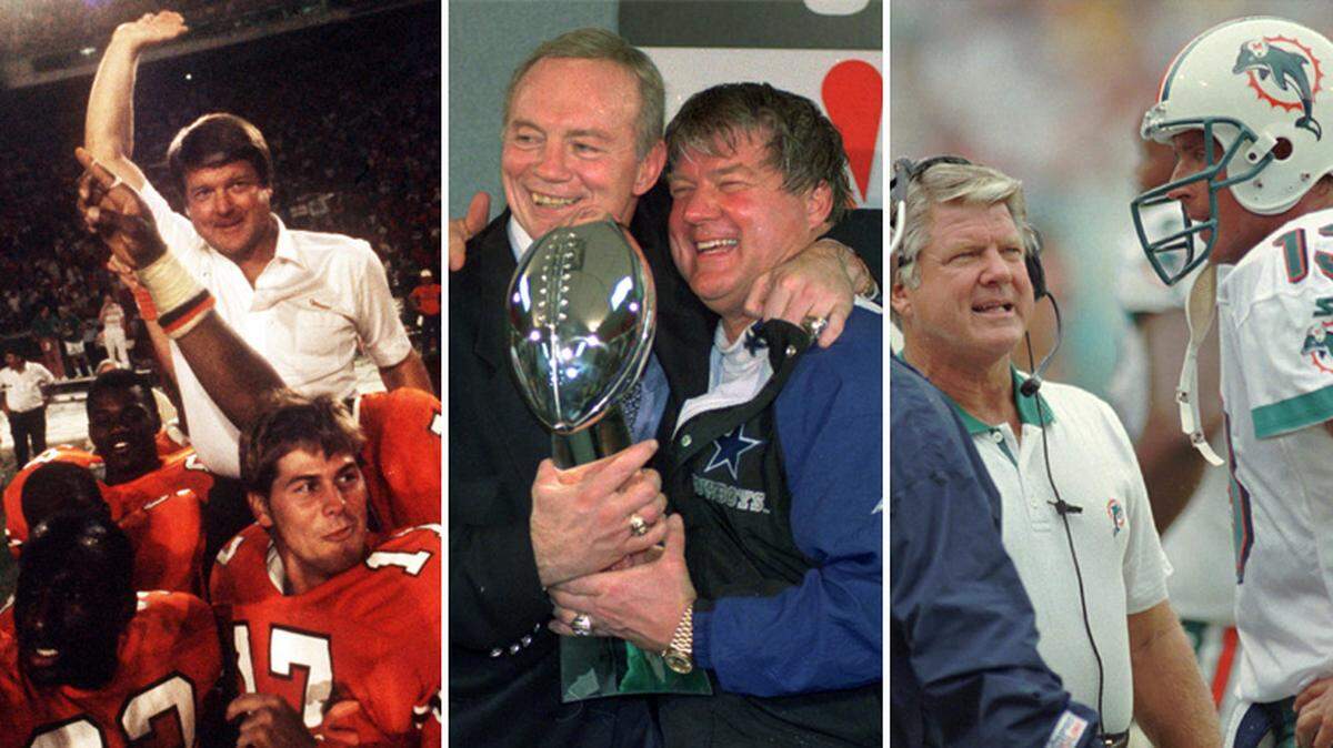 Jimmy Johnson through the years as Miami Hurricanes, Dallas Cowboys and Miami Dolphins coach. J.J. joins us on the latest Greg Cote Show podcast, out now.