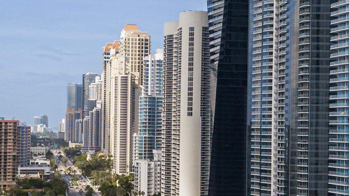 A new study by University of Miami researchers shows a string of beachside high rises in Sunny Isles, the skyline shown here, along with Bal Harbour, Surfside and Miami beach have been sinking into the ground at unexpected rates.