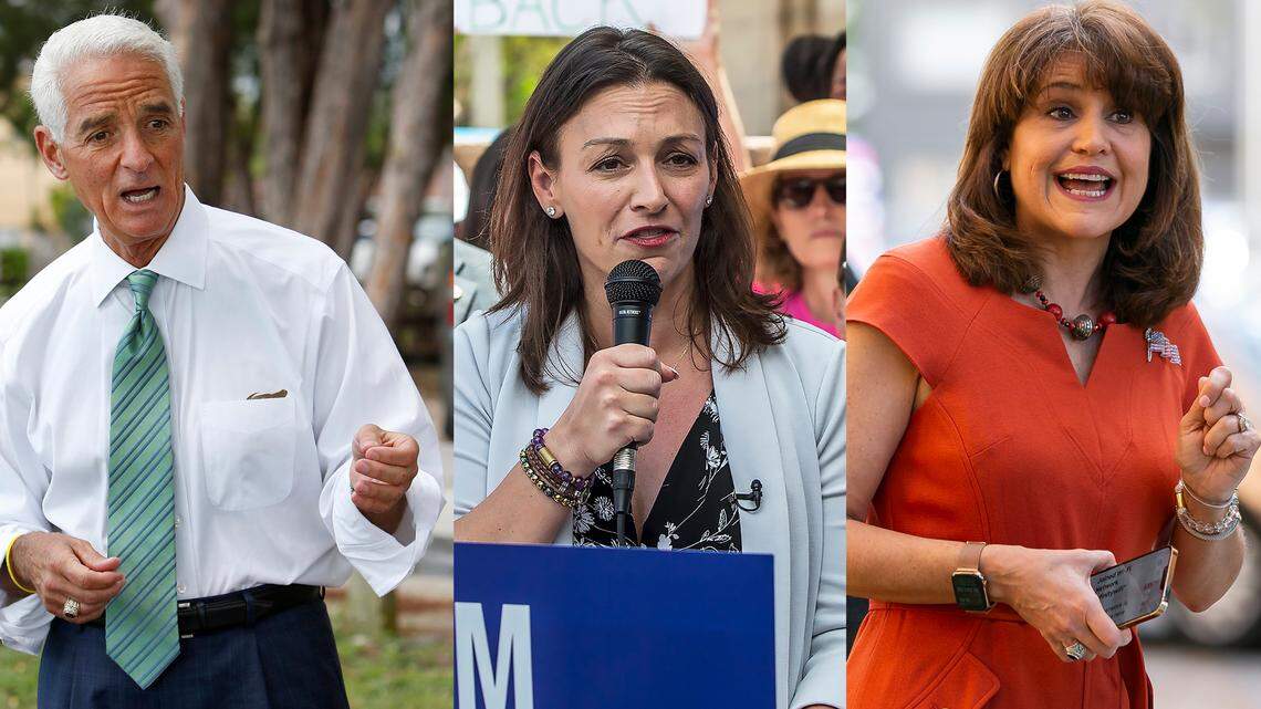 The leading Democratic candidates for Florida governor in 2022, from left, U.S. Rep. Charlie Crist, Agriculture Commissioner Nikki Fried and state Sen. Annette Taddeo.