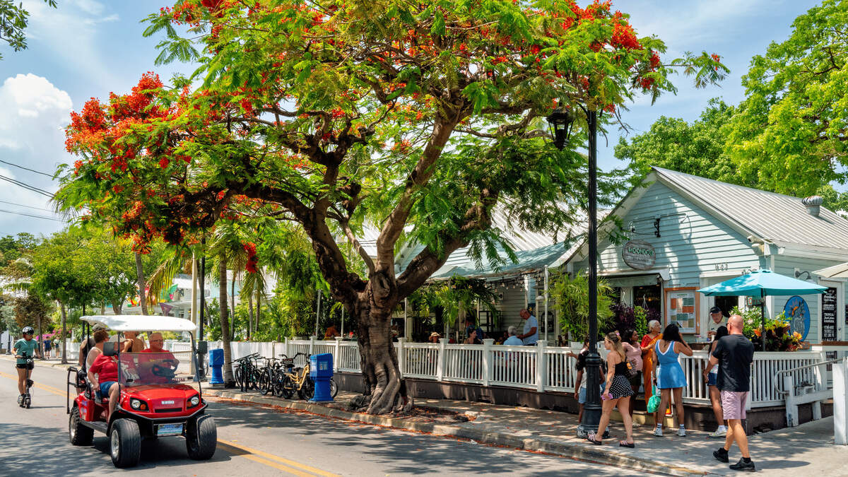 Diners gather outside Moondog Café & Bakery near the Ernest Hemingway Home & Museum in Key West. The restaurant was the first Florida Keys restaurant to be named a Bib Gourmand in the Michelin Guide.