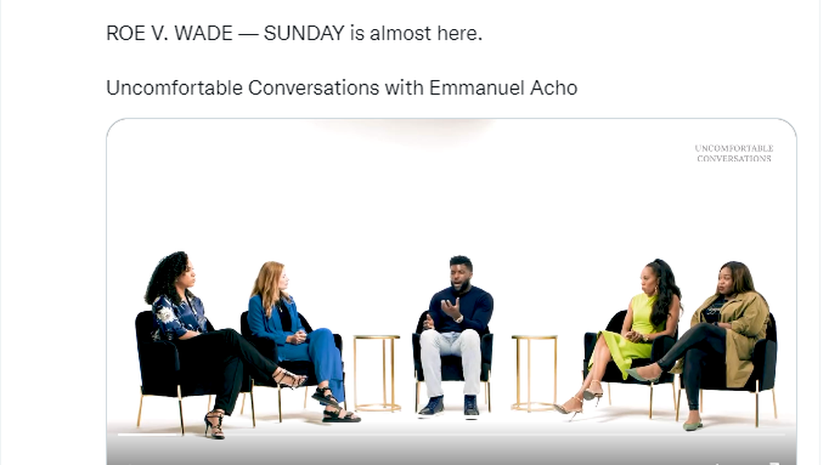 Former Dolphins cheerleader MJ Acosta-Ruiz and Olympic gold medalist Sanya Richards-Ross were two of the guests discussing abortion on Emmanuel Acho’s “Uncomfortable Conversations,” YouTube show in the wake of the United States Supreme Court’s June decision to overturn Roe v. Wade.