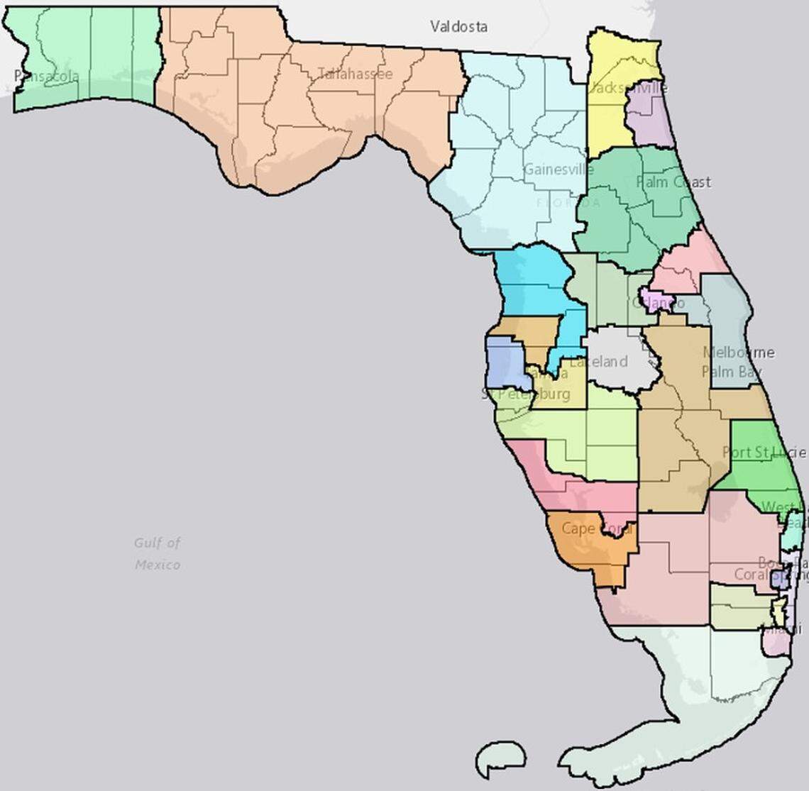 The Florida Senate on Monday released Gov. Ron DeSantis’ proposed map for new congressional districts, which would likely be in place for the November midterm elections if the Legislature approves of the governor’s plan.