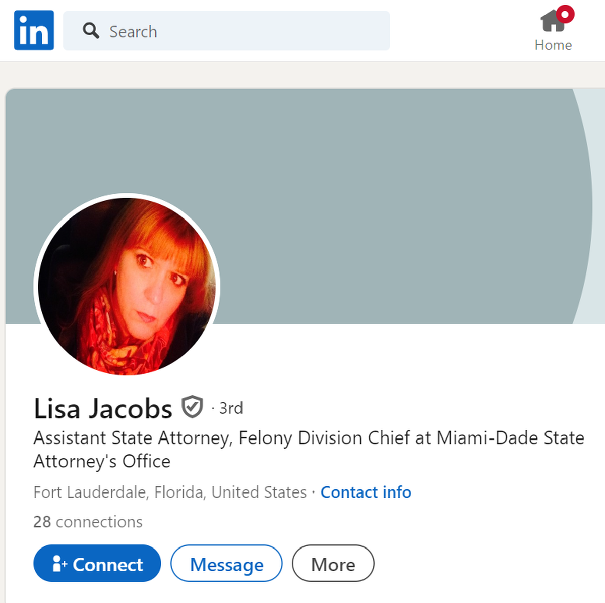 This LinkedIn page of Lisa Jacobs, who resigned from the Miami-Dade State Attorney’s Office in 2016, is at least eight years old but still identifies her as an attorney.