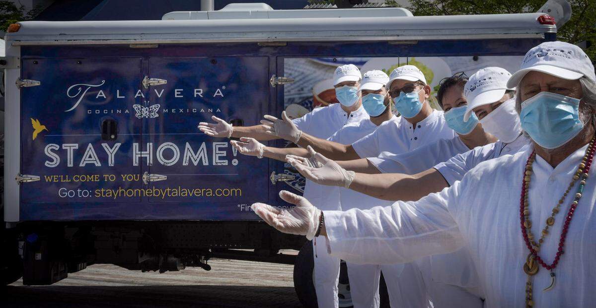 Talavera Cocina Mexicana delivers your order in a whimsically painted refrigerated truck.