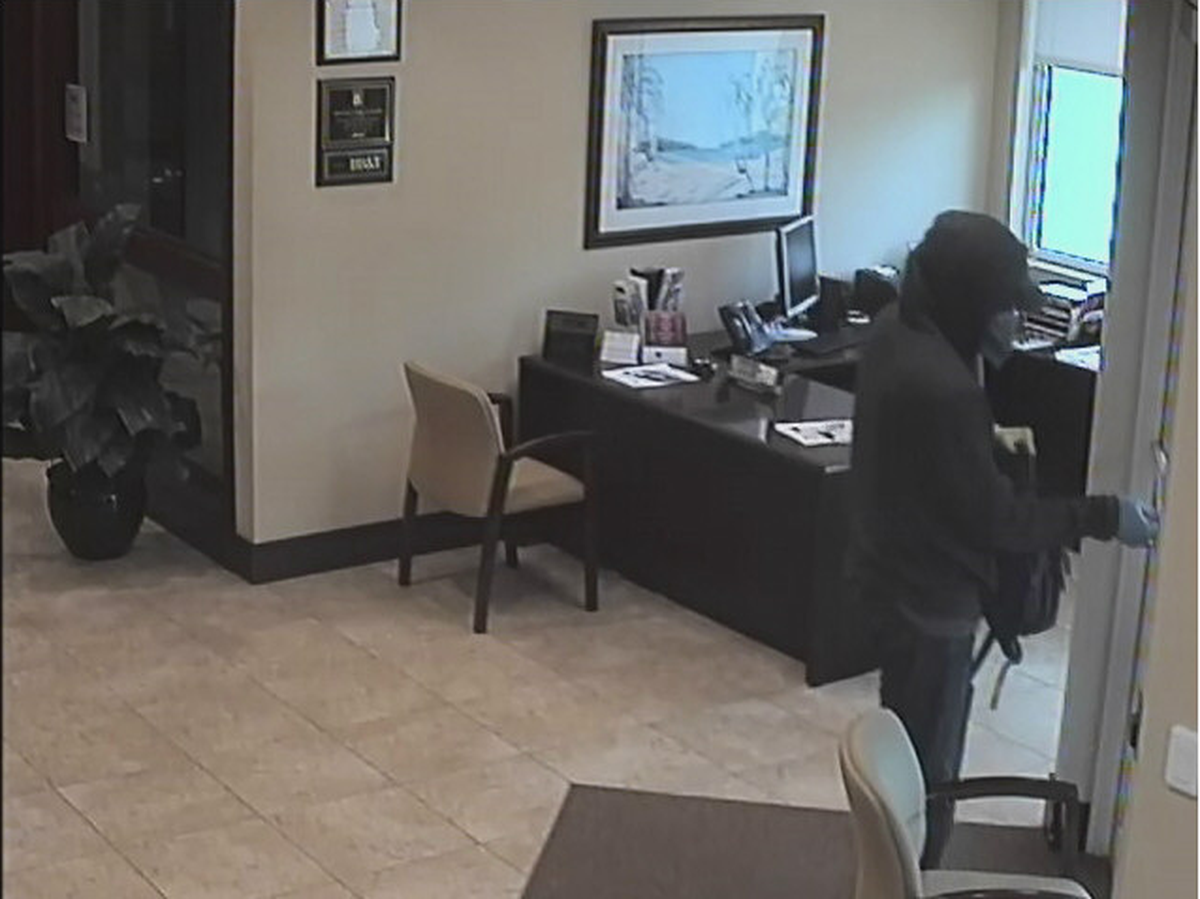 Surveillance cameras captured the suspect during the robberies. In some photos, he’s carrying a backpack and is wearing a cap under the hoodie, sunglasses, a bandana and gloves.